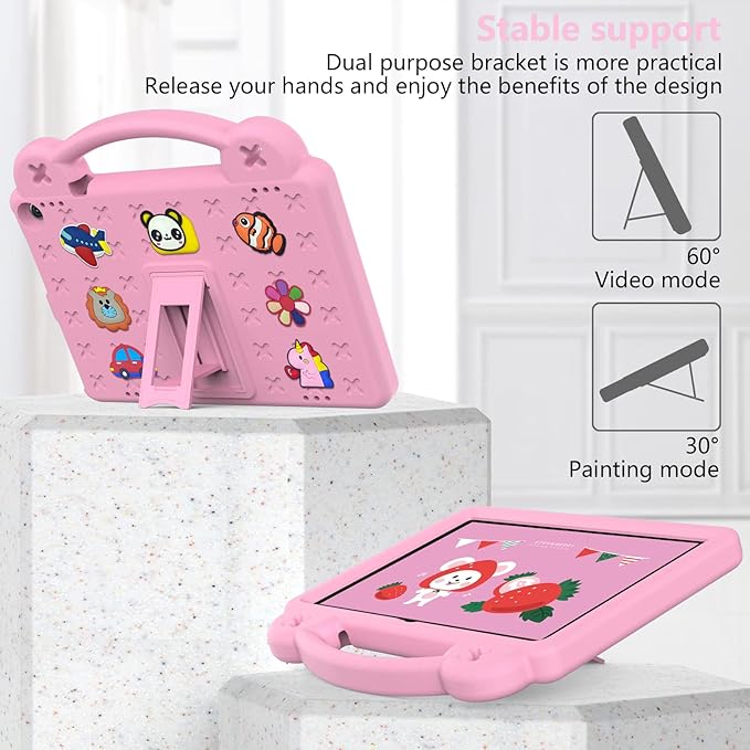 Compatible with ONN 10.1(GEN3) 2022(1000071485)/Fire HD 10 Plus(2021/2023)/Amazon Fire HD 10(2021/2023) Tablet Case Kids Case with Shoulder Strap &amp Stand Handle for Girl Kid Gift Pink
