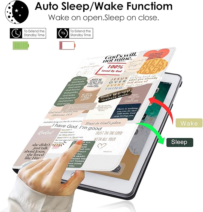 Compatible with iPad Air 13 inch Case (M3 2025 /M2 2024)/12.9 inch Case (6th/5th/4th/3rd 2022/2021/2020/2018) with Pencil HolderAuto Wake/Sleep Protect CoverChristian Quotes Bible Verse