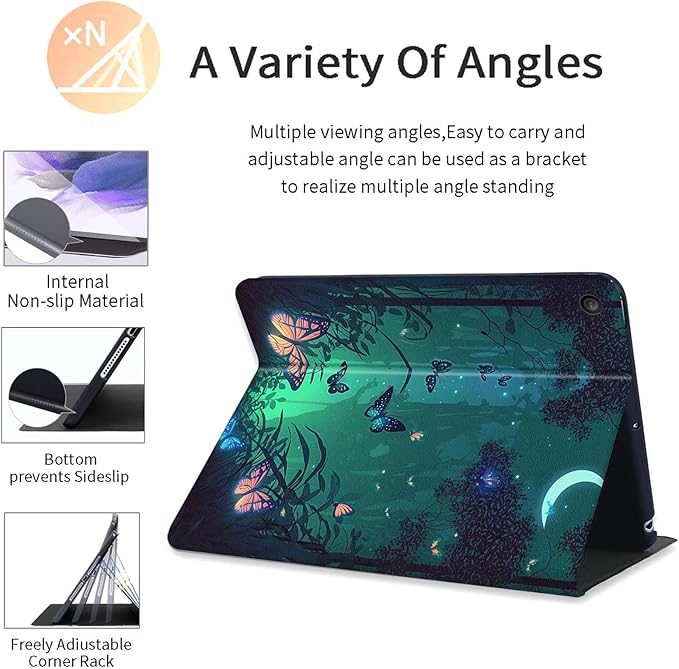 Tablet Case for Samsung Galaxy Tab A8 10.5 inch Case 2022PU Leather Folio Stand Cover with Smart Auto Wake/Sleep for Galaxy Tab A8 10.5 inch 2022 Model [SM-X200/X205/X207]Butterfly in Green Forest