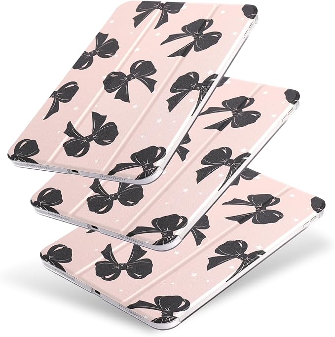 case for ipad 11th Generation11 Inch 2025 (A16 Chip) &amp 10th Gen 10.9 Inch 2022 - Slim Scratch-Resistant Hard PC Translucent Back Shell Smart Cover Wake/Sleep FunctionBlack Bow