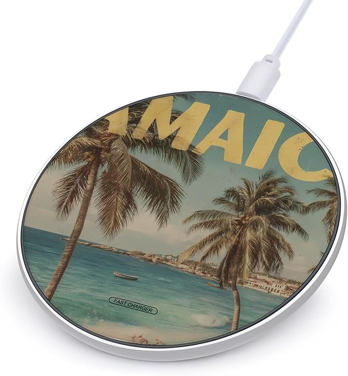 Vintage Jamaica Travel Fast Portable Charger 10W Funny Graphic Phone Charging Pad with USB Cable