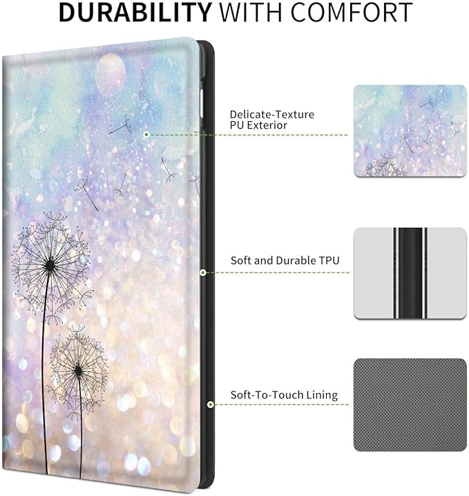 Case for All Amazon Kindle Fire 7 Tablet (9th/7th/5th Generation 2019/2017/2015 Version) Multi-Angle Anti Slide Folio Stand Smart Cover for Amazon Kindle Fire 7 inch- Dandelion Floral