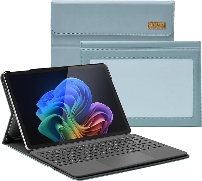 CoBak Case for Microsoft Surface Pro 12 (2025) Premium Business Cover with Multi-Angle Stand Embedded Stylus Holder Keyboard Support &amp Built-in Organizer – Tailored for ProfessionalsLight Blu