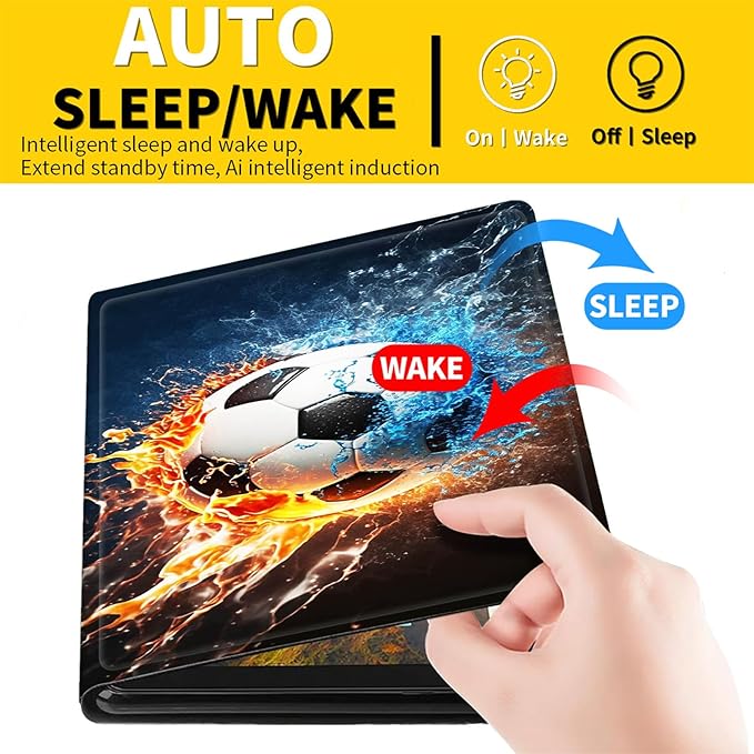 Case for iPad 10.2 Inch 9th/8th/7th Gen (2021/2020/2019) Shockproof PU Leather Cover with Stand &amp Auto Sleep/Wake Slim Lightweight Durable Protective Case for Kids &amp Adults Soccer Ball