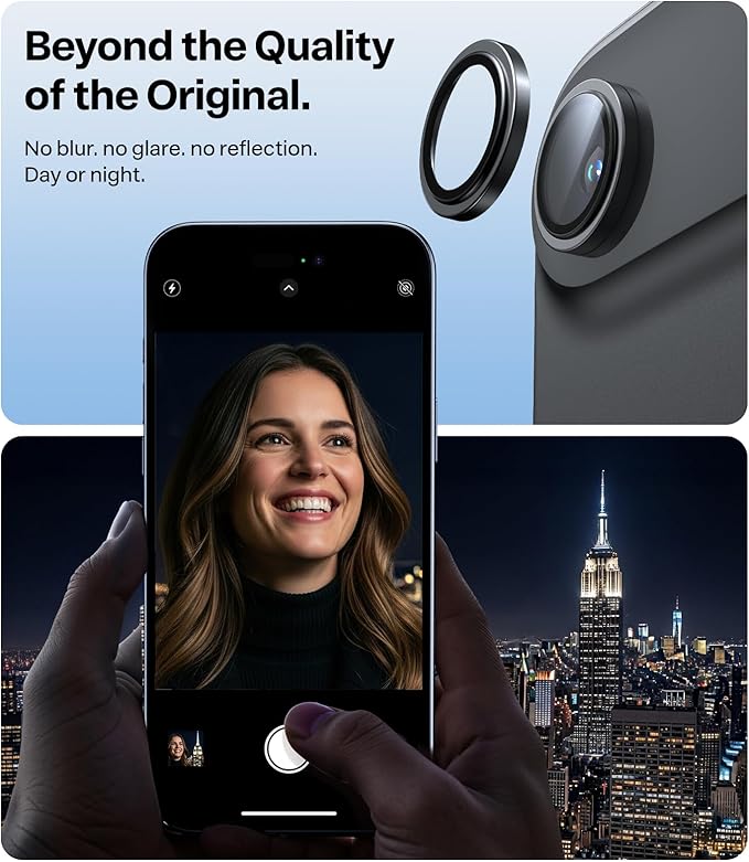 TORRAS 3-Year Ultimate Durability for iPhone Air Camera Lens Protector-1:1 Invisible Fit &amp Ultra Clarity Military-Grade 9H+ Aerospace Glass Anti-Scratch Easy InstallationBlack
