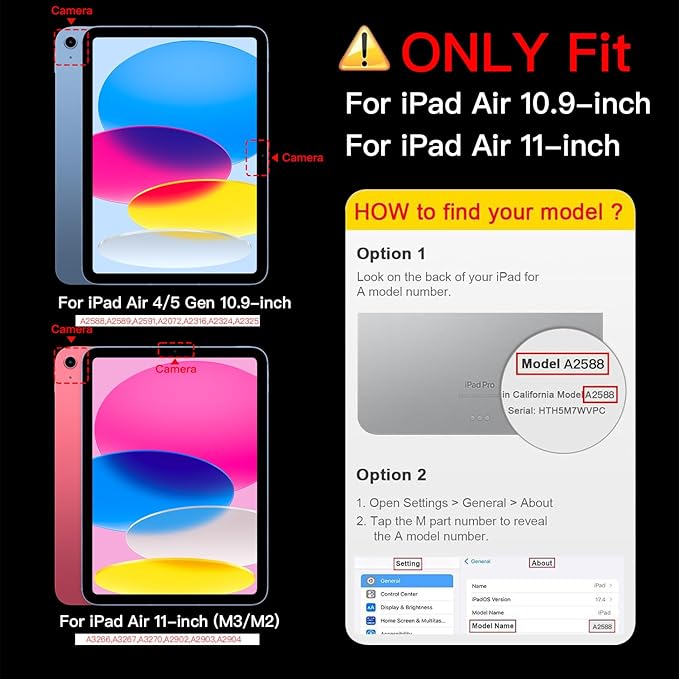 Teryeefi for iPad Air 11-Inch Case M4 M3 M2 (2026 2025 2024) iPad Air 4th/5th Generation iPad Pro 11 in 4th/3rd/2nd/1st Generation - Clear Back Cover with Pencil Holder Auto Wake/Sleep-Blue Bows