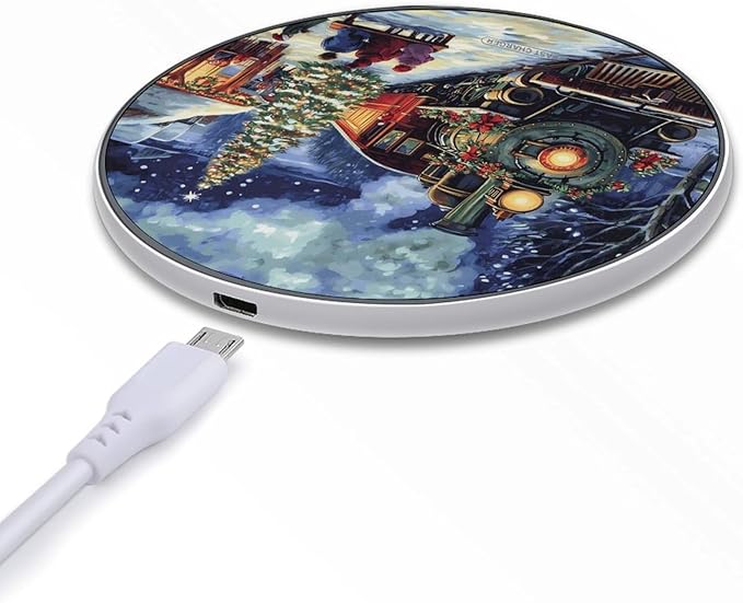 Snowy Train Wireless Charger Anti-Slip Wireless Charging Pad Slim Charger Mat for Men Women