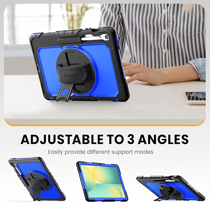 Timecity Case for Samsung Galaxy Tab S10 FE+/ S10 FE Plus 5G 2025 Protective 13.1 inch Tablet Shockproof Heavy Duty Cover with S Pen Holder Kickstand Screen Protector Hand &amp Shoulder Strap Bl