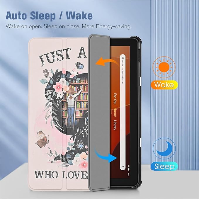 Case Fits New Amazon Fire HD 10 Tablet Case(Only Fit 13th Gen 2023 Release) Reading Book Lovers Trifold Lightweight Hard Shell Stand Cover with Auto Wake/Sleep
