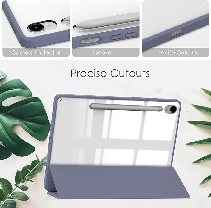 for Samsung Galaxy Tab S10 Lite/ S10 FE/ S9 FE 10.9 Inch Tri-Fold Smart Tablet Case with Pen Holder Shockproof Protective Cover W Transparent Back Shell Auto Wake/SleepMint Green