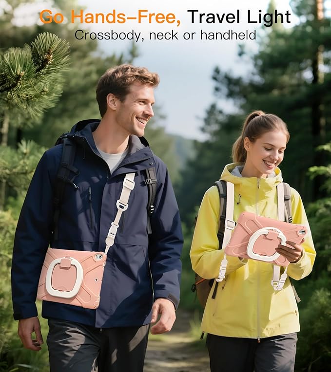 BATYUE 10.5 inch Case for ipad Air 3rd Generation 2019 / ipad pro 10.5 2017 Rugged Heavy Duty Protective Cover with Pencil Holder 360° Swivel Stand Shoulder Strap for Kids (Rose Gold)