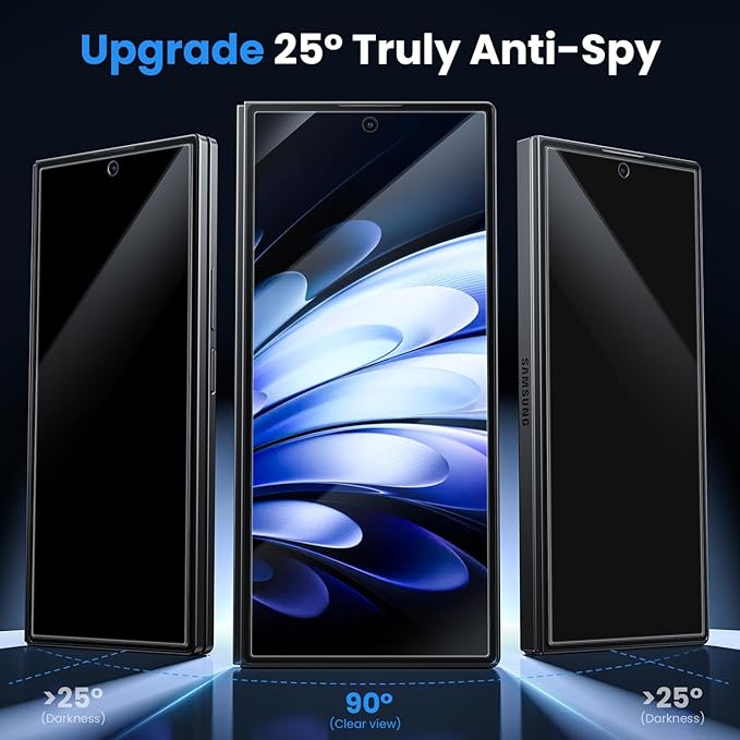 WSKEN for Samsung Galaxy Z Fold 7 Privacy Screen Protector - 30 Degree Anti Spy [Auto Align Frame] 2 Pack Inside TPU Film + 2 Pack Front 9H Tempered Glass No Creases Film for Z Fold 7 5G