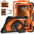 WESOROL Case for Samsung Galaxy Tab S10 Lite/S10 FE/S9 FE 10.9 Inch Galaxy Tab S9 11 InchShockproof Cover for Samsung S9 FE Tablet Case with Screen Protector Rotate Stand Pen HolderBlack Orange