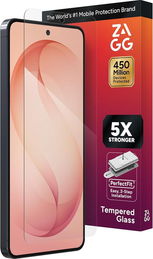 ZAGG Glass Elite Samsung Galaxy S26+ Screen Protector - 5x Stronger Tempered Glass Fingerprint Scanner Compatible 30% Recycled Glass InvisibleShield Easy Install PerfectFit