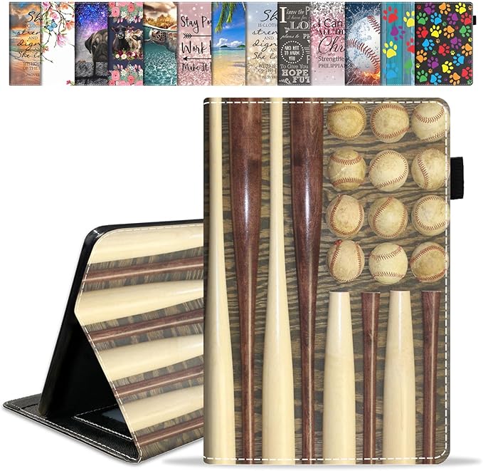Case for Amazon Kindle Fire HD 10 &amp 10 Plus Tablet 10.1 (13th/11th Generation 2023/2021 Release) - Premium PU Leather Cover with Auto Sleep Wake Baseball Combination American Flag