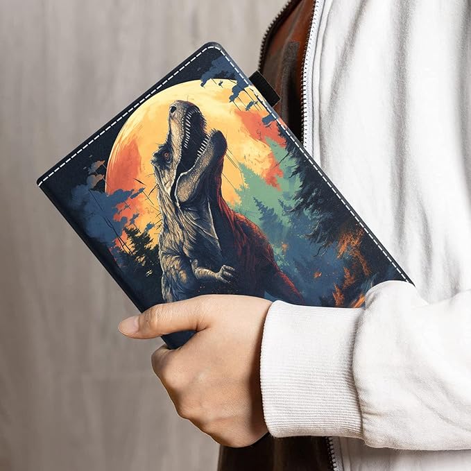 Case for All-New Amazon Kindle Fire HD 10 &amp 10 Plus Tablet 10.1 (13th/11th Generation 2023/2021 Release) - PU Leather Folio Case with Smart Auto Wake/Sleep Dinosaur