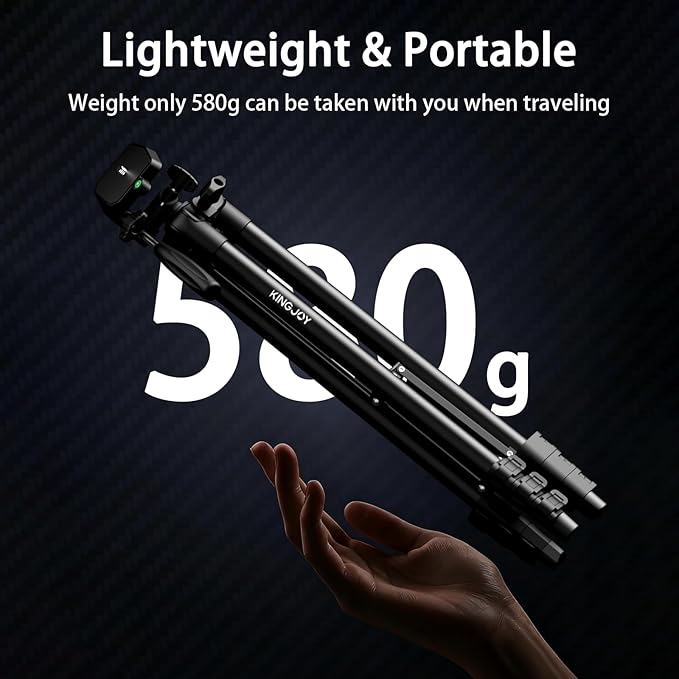 KINGJOY 71 Camera &amp Phone Tripod Lightweight Travel Stand with 2-in-1 Tablet Mount Wireless Remote and 3-Way Pan Head Max 6.6LB Compatible with Canon Nikon iPhone 17/16 Pro Max DSLR Vlogging