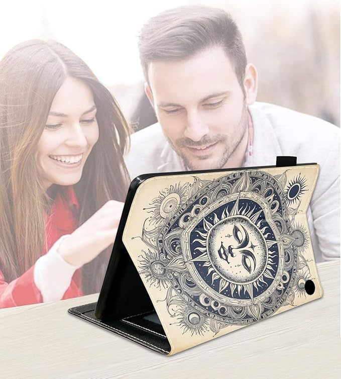Case for Amazon Fire HD 10/HD 10 Plus Tablet 10.1 (13th/11th Generation 2023/2021 Release) Slim PU Leather Cover with Card Slot &amp Auto Wake/Sleep Mysterious Boho Sun and Moon