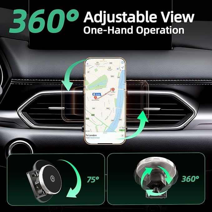 Car Mount for Mazda CX5 (2017-2025 2026) Magnetic Phone Holder Magsafe Car Mount Charger Dashboard Phone Holder 15W Wireless Fast Charging Cell Phone Automobile Chargers CX-5 Accessories