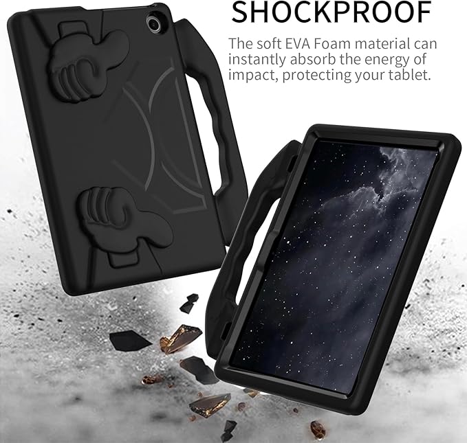 for Amazon Fire Max 11 Kids Tablet Case EVA Material Light Weight Shockproof Rugged Heavy Duty Thumb Kickstand Kids Case for Amazon Fire Max 11 (2023) (Black)