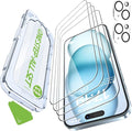 iGluz 4 Pack for iPhone 15 Screen Protector with 2-Pack Camera Lens Protector[99.99% HD Clear][9H Tempered Glass][Bubble Free][Easy Installation][Smooth Touch][Anti-fingerprint]4+2 Dual Protection