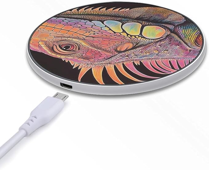 Colorful Lguana Phone Charger Magnetic Charging Pad Anti-Slip with USB Cable
