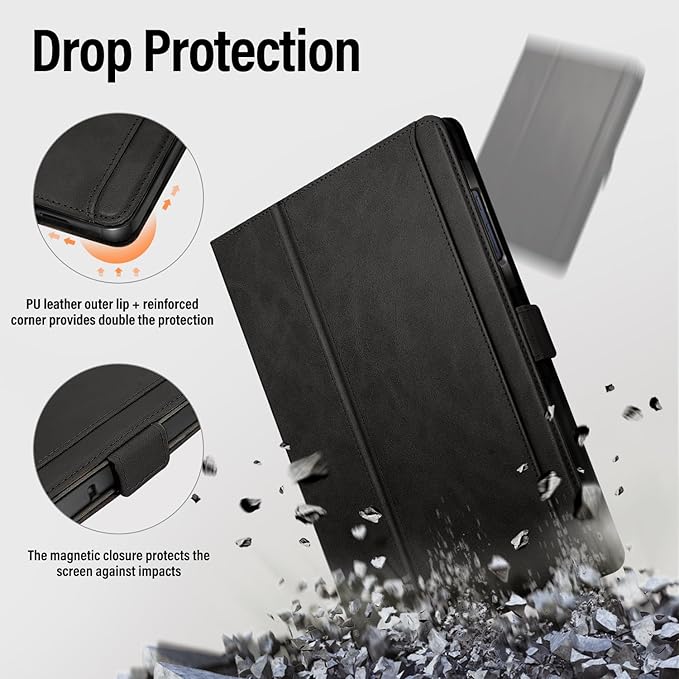 Case for Samsung Galaxy Tab A11+/A11 Plus/A9+ Plus 5G Tablet 11 Inch 2026/2023 (SM-X230/X236/X238/X210/X216/X218u) with PocketMagnetic ClosureMulti Angle CoverAuto Sleep/WakeBlack
