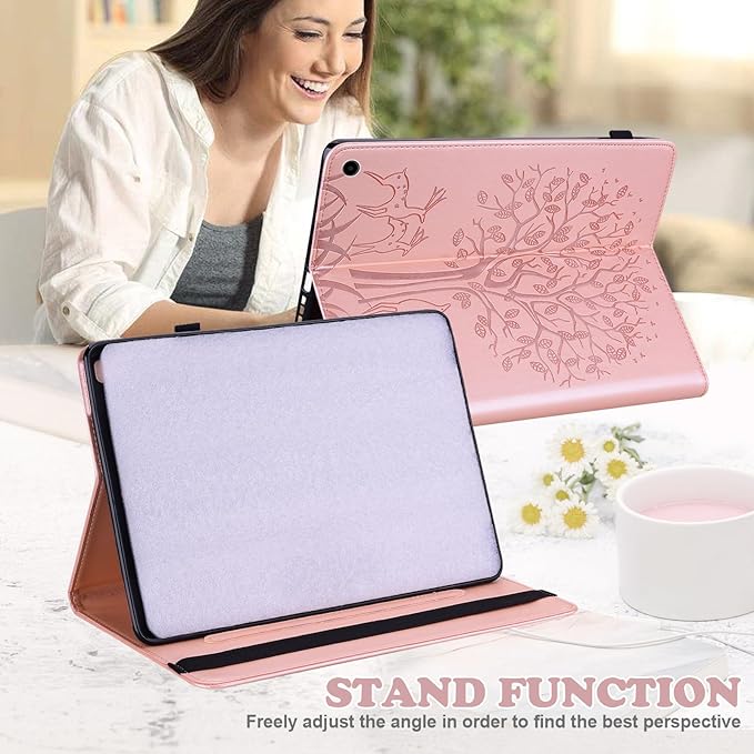 ALILANG for Kindle Fire Max 11 Case (13th Generation 2023 Release) Tree Embossed PU Leather Card Slot Shockproof Smart Cover for Kindle Fire Max 11 2023 Tablet Case -Golden