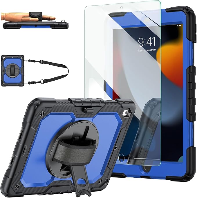 Blue Case with Glass Screen Protector