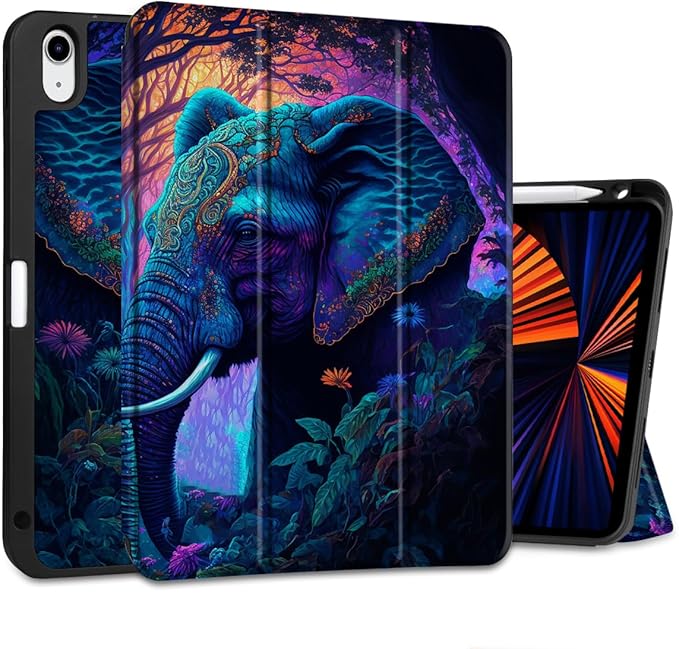 MEEgoodo for M4/M3/M2 iPad Air 11 inch Case 2026 2025 2024Case for iPad Air 5th Generation/iPad Air 4th Gen 10.9 inch 2022 2020 Tablet Cover with Soft TPU Back Shell Elephants