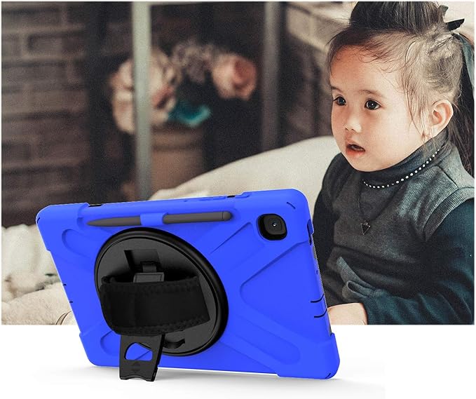 KIQ Shield Series Galaxy S6 Lite Case Heavy Duty Tablet Shockproof Rugged Tab S6 Lite Cover W/Stand Shoulder Strap for Samsung Galaxy Tab S6 Lite 10.4 Inch 2022/2020 P610/P613/P615/P619 - Dark Blue