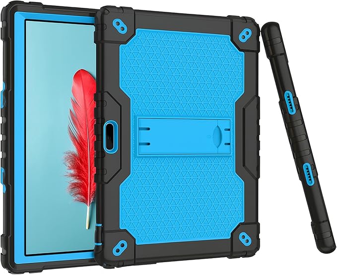 Case for Pritom M10 /quntiCO Y10 /Digiland DL1036 /Voger priorpad X100 /VUCATIMES N10/Gateway 10.1 HD Tab Case with Stand Rubber Hybrid Come with 9H Tempered Glass Film (Black/Blue/2 PCS)