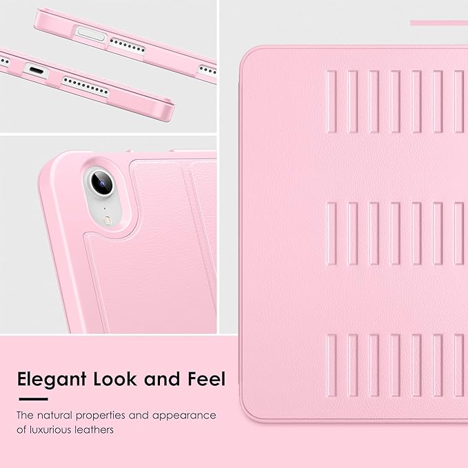 VIKESI Case for iPad iPad mini 7 (A17 Pro) and iPad mini 6Multiple Angles Magnetic Stand CoverShockproof Soft BackPencil Holderand Auto Sleep/WakePink