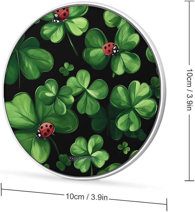 Ladybuges Four Leaf Clovers Phone Charger Magnetic Charging Pad Anti-Slip with USB Cable