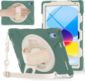 BRAECNstock Case for Apple iPad (A16) 11th/10th Generation 11/10.9'' 2025/2022 Shockproof Protective Case with Screen Protector Pencil Holder Rotating Stand&ampHand Strap Emerald Green