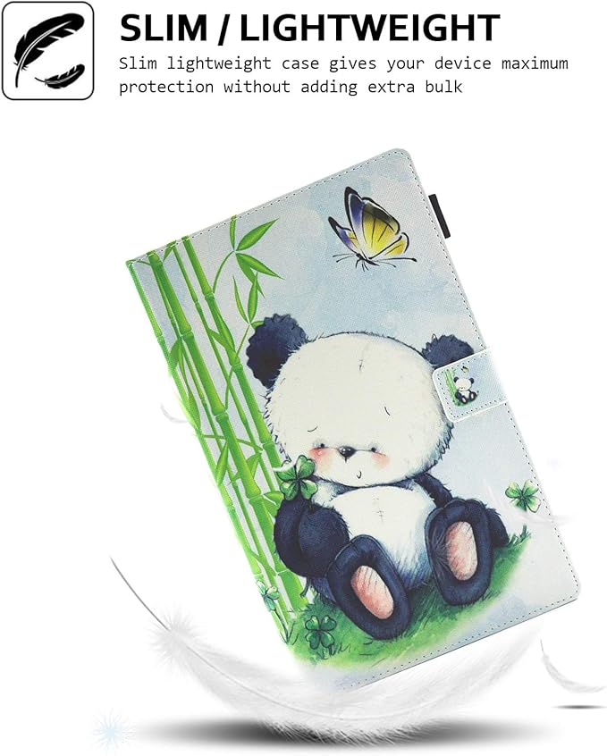 Case for Fire HD 8 (8th/7th/6th Generation 2018/2017/2016) Techcircle Multi-Angle View Stand Cute Pattern Slim Folding Leather Protective Cover with Card Slots Smart Sleep/Wake Panda