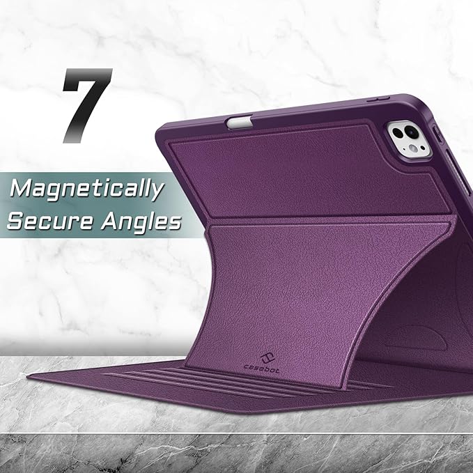 Fintie Magnetic Stand Case for iPad Pro 13-inch (M5) 2025 / (M4) 2024 - Multiple Angles Shockproof Rugged Soft TPU Cover with Pencil Holder Auto Sleep/Wake Purple