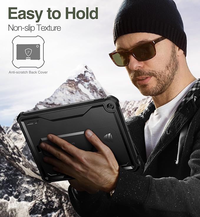 Dexnor for iPad 9.7 Inch 6th /5th Generation(2018/2017) [Built in Screen Protector &amp Kickstand] with Pen Holder Heavy Duty Shockproof Full Body Protective Cover for iPad 6th Generation Case-Black