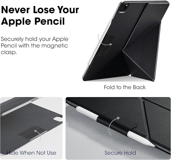 PITAKA iPad Pro 11 Inch Case Compatible with iPad Air M4/M3/M2 11 Inch (4-8th Gen) &amp 2022/2021/2020/2018 iPad Pro 11 (1-4th Gen) Portrait/Landscape Magnetic Case with 4 Standing Angles - Black