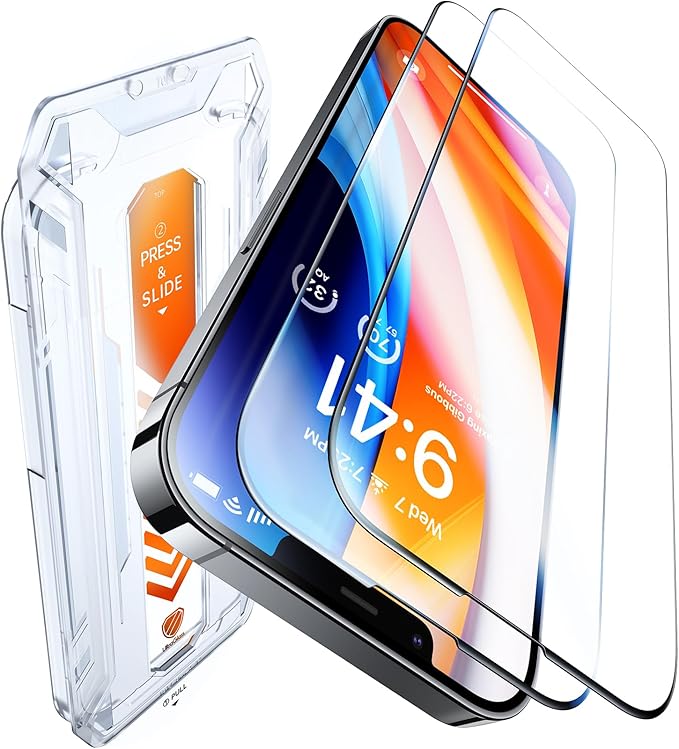 UltraGlass UNBREAK TOP 9H+ Glass for iPhone 12 Pro Max Screen Protector [Military Grade Shatterproof &amp Longest Durable] Full Screen iPhone 12 Pro Max Glass 2024 Upgrade 2 Packs