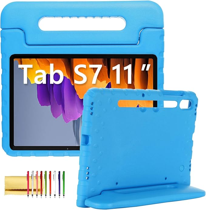 Kids Case for Samsung Galaxy Tab S7/S8 11 (2020/2022) Techcircle Handle Stand Lightweight EVA Foam Bumper Protective Rugged Drop Protection Child Proof Cover for Galaxy Tab S8/S7 SM-X700/T870 Blue
