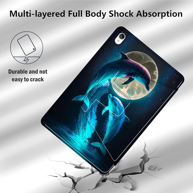Cute Dolphins and Moon