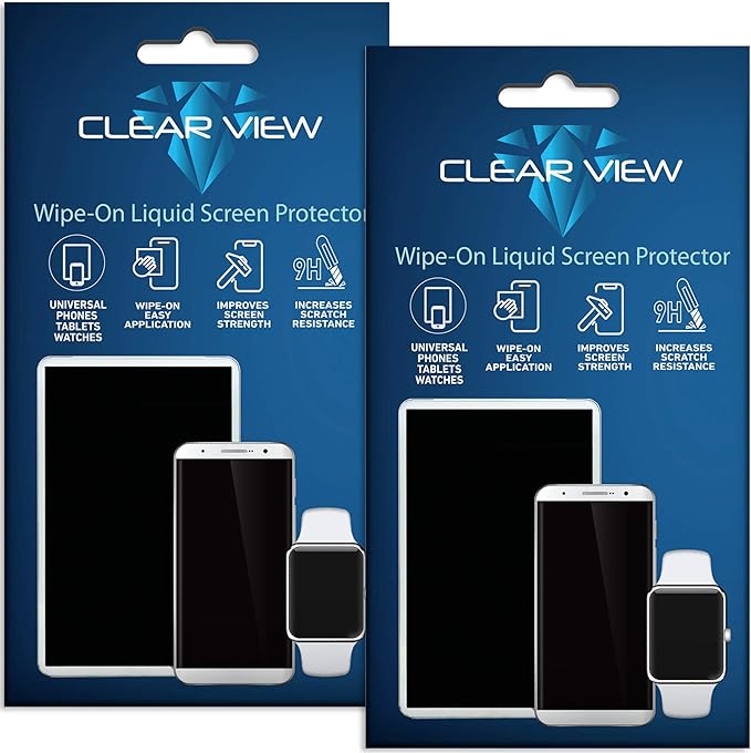 CLEARVIEW 2 Pack Liquid Glass Screen Protector for All Smartphones Tablets and Watches