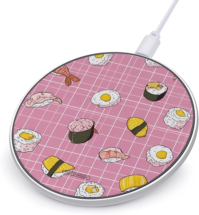 Sushi1 Shrimp Tuna Plaid Fast Portable Charger 10W Funny Graphic Phone Charging Pad with USB Cable