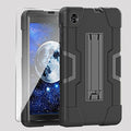 Case for for Alcatel Joy Tab 2 Tablet 8-inch 2020 Release (Model: 9032Z) - [Built-in Kickstand] Shockproof Silicone Protective Cover with Screen Protector (Black/Black/1 PC)