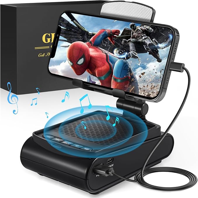 Birthday Gifts for Men Him Cell Phone Stand with Wireless Bluetooth Speaker and Charging Function 360° Rotable Angle Adjustable Unique Mens Gifts for Dad Husband Boyfriend Cool Gadgets for Men