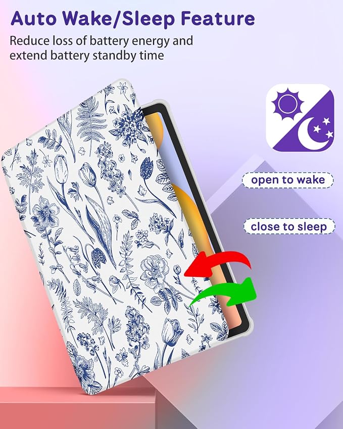 4-for Tab S6 Lite-Blue Flower