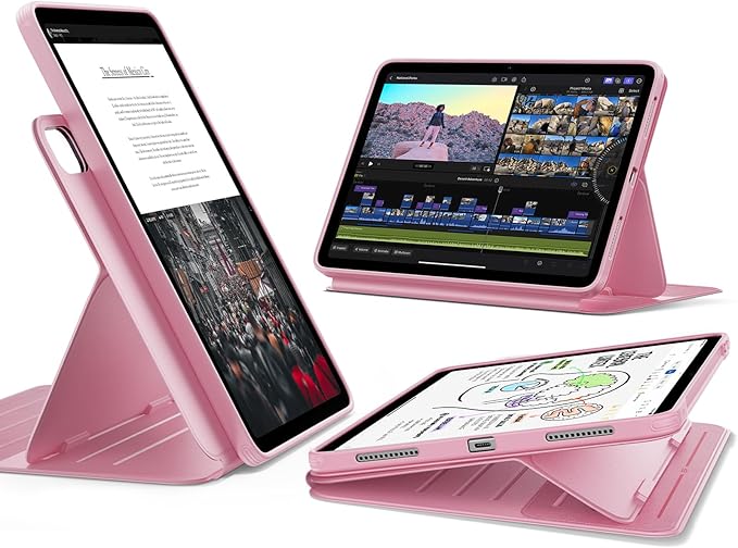 ESR for iPad Air 11 Inch Case M4/M3/M2 (2026/2025/2024) iPad Air 5th/4th Gen Case (2022/2020) 10.9 Inch Removable Magnetic Cover Adjustable Portrait/Landscape Stand 9 Standing Angles Pink