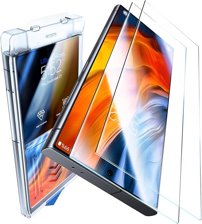 UltraGlass Unbreak Top 9H+ Glass for Samsung Galaxy S24 Ultra Screen Protector [Military Grade Shatterproof &amp Longest Durable] Screen Protector S24 Ultra Tempered Glass Auto Installation 2 Pack