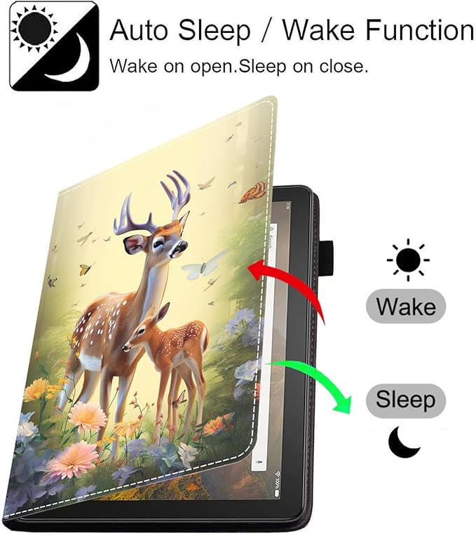 Case for All-New Amazon Fire HD 10 &amp 10 Plus Tablet 10.1 (13th/11th Generation 2023/2021 Release) Slim PU Leather Stand Cover with Card Slot &amp Auto Wake/Sleep Jungle Deer